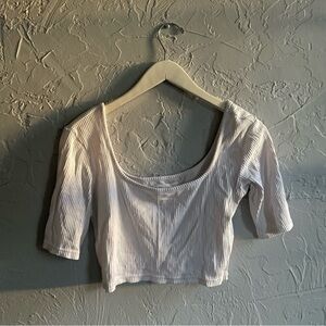 OAK + FORT White Ribbed Crop Top Minimalist Basics Wardrobe Staple sz M